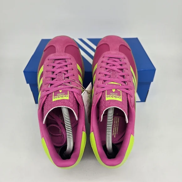 New Adidas Gazelle Bold 'Lucid Fuchsia Solar Slime Satin' Women's Shoes Size 6 - Picture 5 of 8